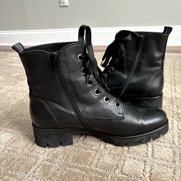 Gabor Leather Zip-Up Combat Boots Women's EU 7.5 US 9 Black Punk Grunge Goth - Picture 2 of 11